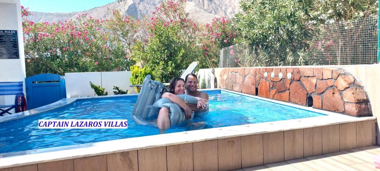 Located By The Sea One Beachfront Private Captain Lazaros Pool Villa With Loft In 750Sqm Spacious Private Plot-Jacuzzi-Sunrelax-Furnished Terace-Gazebo-Private Parking,Sleep 3 Adults And 2 Children, Just Steps From The Black Beach-Seaview Perissa  Exteriér fotografie